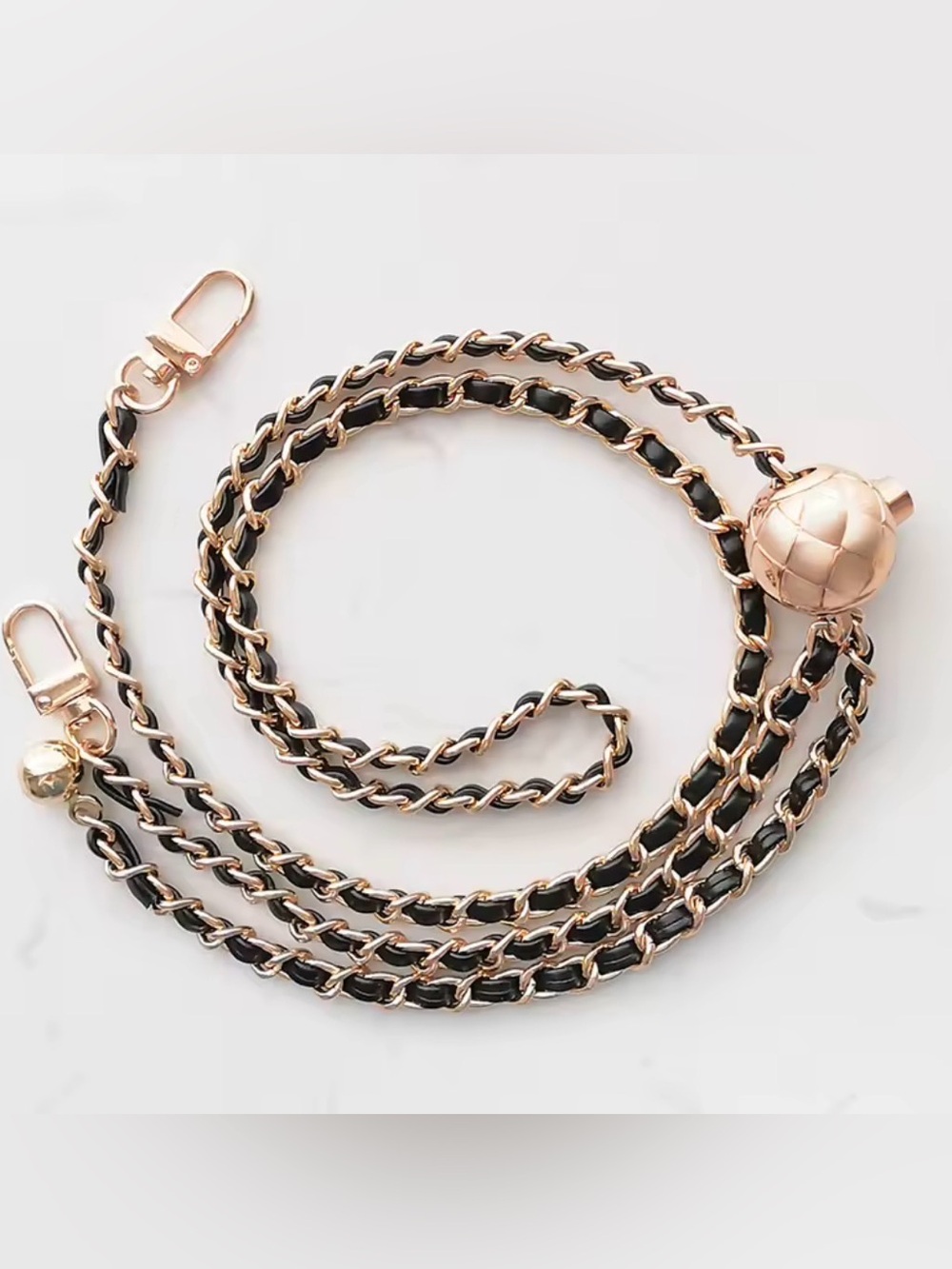 Adjustable Black Wrapped Gold Chain Crossbody Bag Chain